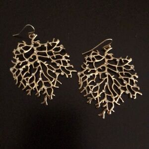 Gold leaf earrings with rhinestones